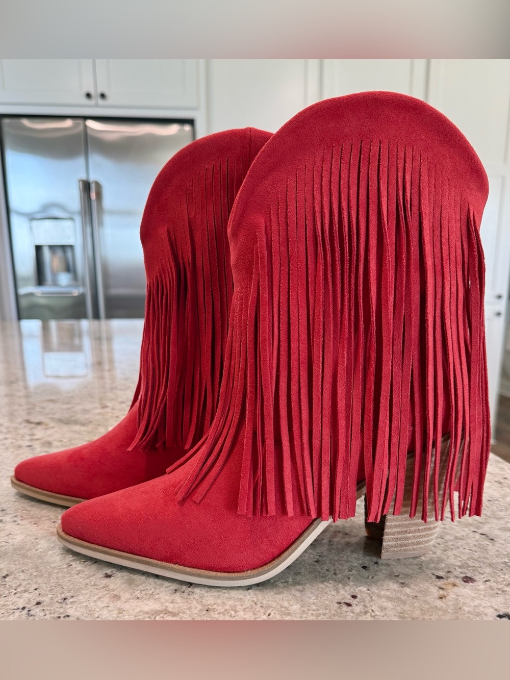 Mi.iM Red Fringe Western Ankle Cowboy Boots NWOT